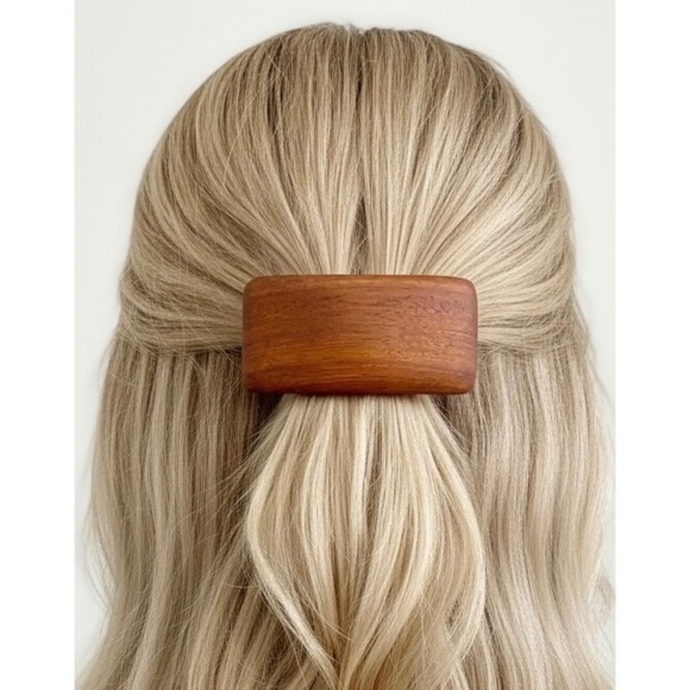 Vintage Wooden Mid Century Modern Boho Minimalist Earthcore Hair Clip Barrette